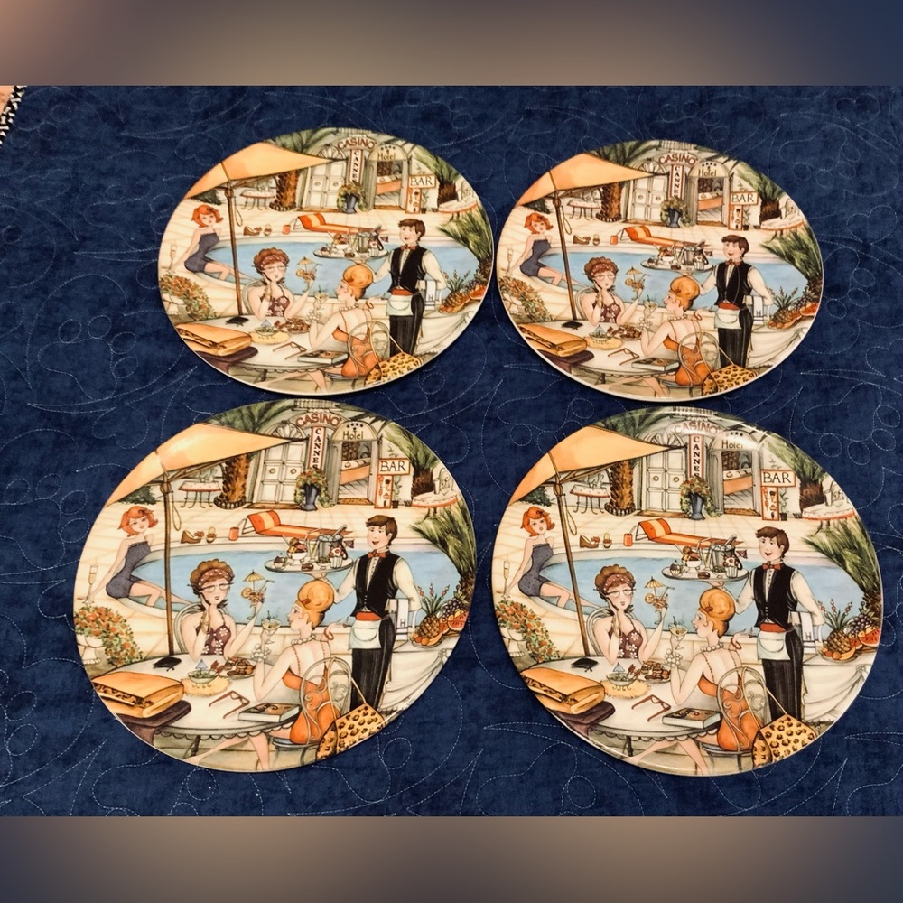 Brunelli Cannes Casino 11” Lg. Dinner Plates Set of 4 Matching.